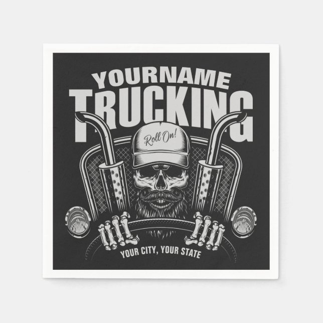 Personlig Trucker Skull Trucker Big Rig Lastbil Pappersservett (Framsidan)