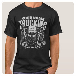 Personlig Trucker Skull Trucker Big Rig Lastbil T Shirt