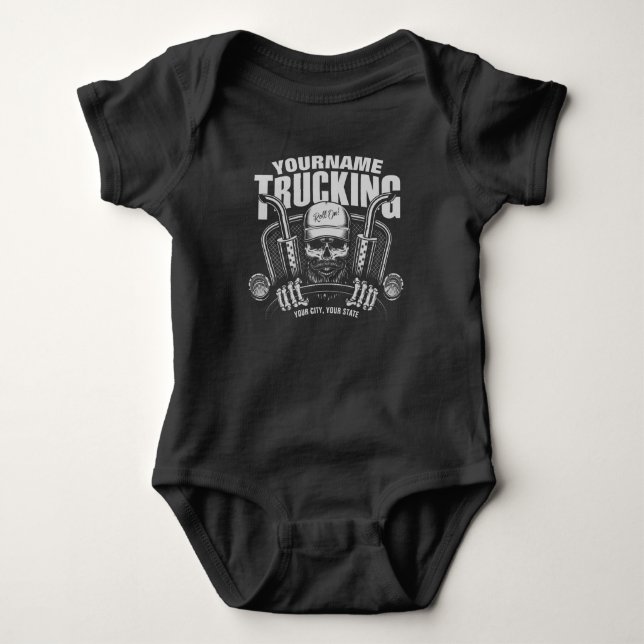 Personlig Trucker Skull Trucker Big Rig Lastbil T Shirt (Framsida)