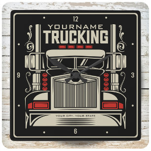 Personlig Trucking 18 Wheeler BIG RIG Trucker Fyrkantig Klocka