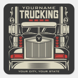 Personlig Trucking 18 Wheeler BIG RIG Trucker Fyrkantigt Klistermärke