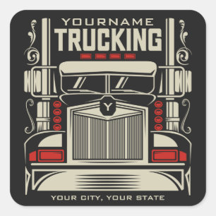 Personlig Trucking 18 Wheeler BIG RIG Trucker Fyrkantigt Klistermärke