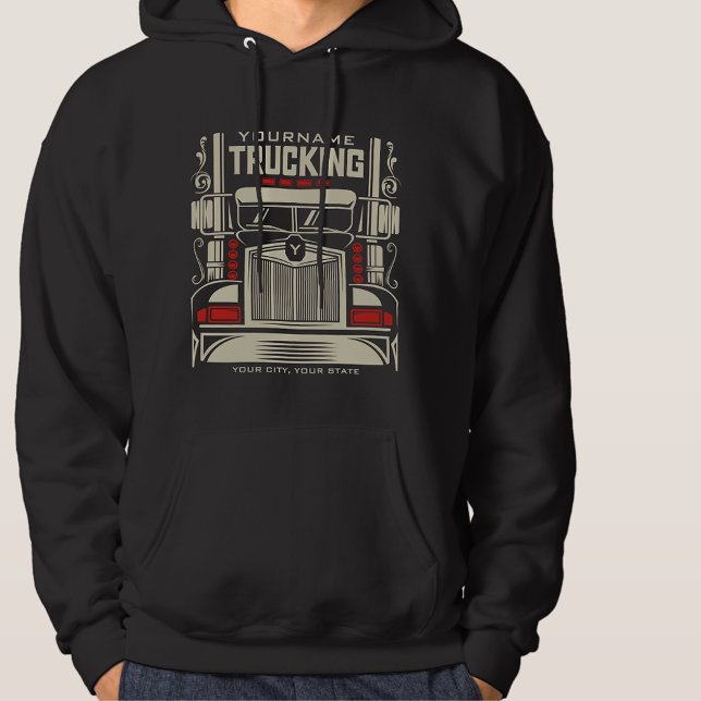 Personlig Trucking 18 Wheeler BIG RIG Trucker Hoodie (Skapare uppladdad)