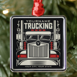 Personlig Trucking 18 Wheeler BIG RIG Trucker Julgransprydnad Metall
