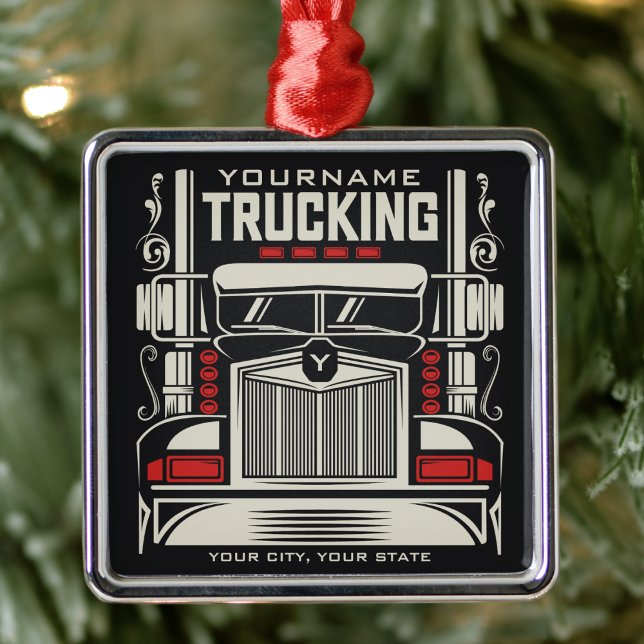 Personlig Trucking 18 Wheeler BIG RIG Trucker Julgransprydnad Metall (Skapare uppladdad)