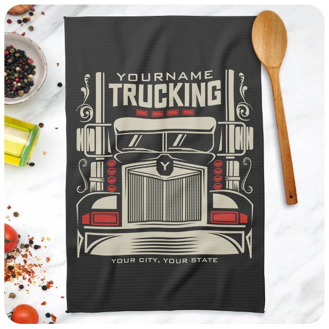 Personlig Trucking 18 Wheeler BIG RIG Trucker Kökshandduk (Skapare uppladdad)
