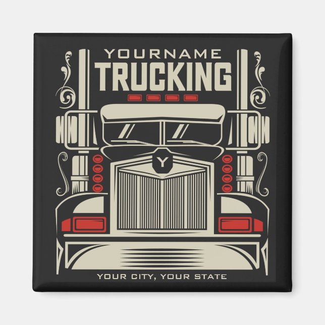 Personlig Trucking 18 Wheeler BIG RIG Trucker Magnet (Framsidan)