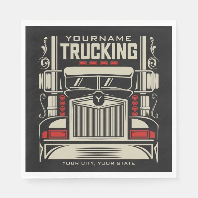 Personlig Trucking 18 Wheeler BIG RIG Trucker Pappersservett (Framsidan)