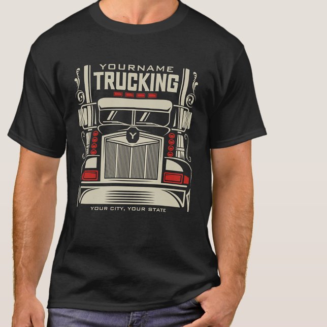 Personlig Trucking 18 Wheeler BIG RIG Trucker T Shirt (Skapare uppladdad)