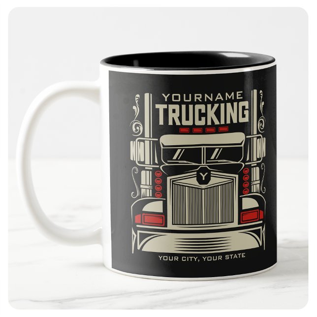 Personlig Trucking 18 Wheeler BIG RIG Trucker Två-Tonad Mugg (Skapare uppladdad)