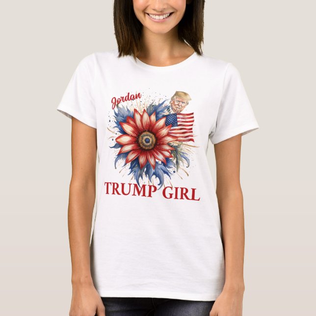 Personlig Trump Girl Red Flower Bold & Snyggt T Shirt (Framsida)