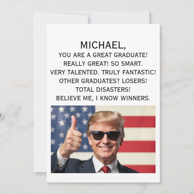 Personlig Trump Studenten Card, födelsedagsdag Julkort (Framsida)