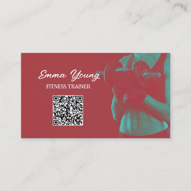 Personlig Ttrainer Fitness QR-kod Visitkort (Framsida)