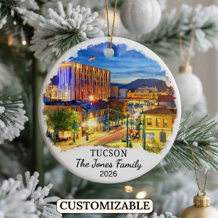 Personlig Tucson-ornament, Anpassad Arizona-statss Julgransprydnad Keramik