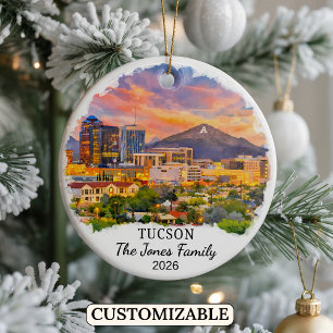 Personlig Tucson-ornament, Anpassad Arizona-statss Julgransprydnad Keramik