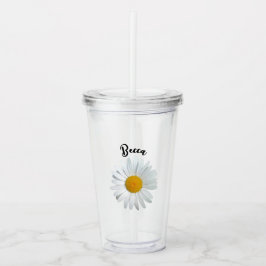 Personlig tumbler med pigg vit tusenskönsblomma take away mugg