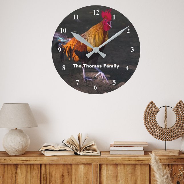 Personlig Tupp Crowing Wall Clock Rund Klocka (Skapare uppladdad)