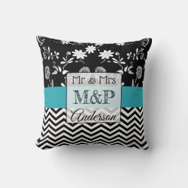 Personlig Turcos Black Bröllop Pillow Kudde