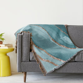 Personlig Turcos Teal Guld Marble Agate Filt