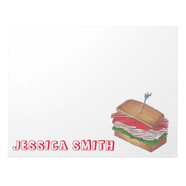 Personlig Turkiet Klubb Sandwich Middag Food Gift Anteckningsblock (Framsida)