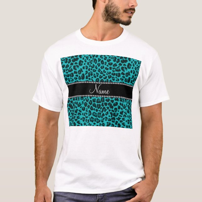 Personlig turkoise leopard mönster tröja (Framsida)