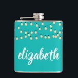 Personlig Turkos Fickplunta<br><div class="desc">Turcitaskyla med party ljus och ditt brudgumms namn. Underbar gåva till brudgummen,  bachelorette-partiet eller en möhippa till roligten. MERA färg har gjort för dig i vår affär,  liksom fler presentidéer.</div>