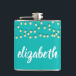 Personlig Turkos Fickplunta<br><div class="desc">Turcitaskyla med party ljus och ditt brudgumms namn. Underbar gåva till brudgummen,  bachelorette-partiet eller en möhippa till roligten. MERA färg har gjort för dig i vår affär,  liksom fler presentidéer.</div>