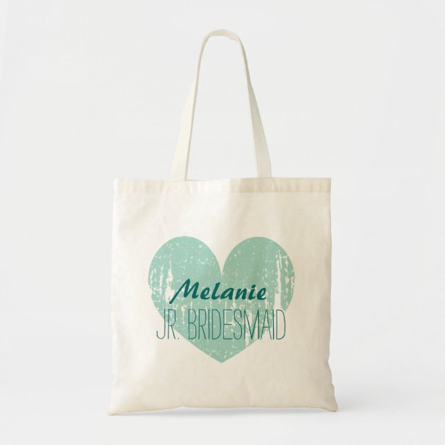 Personlig turkos junior bridesmaid to bag tygkasse (Framsidan)