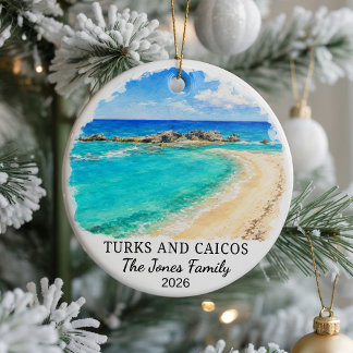 Personlig turkos- och Caicos-keramikprydnad, Cu Julgransprydnad Keramik