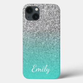 Personlig turkos och silver glitter Ombre