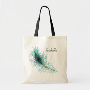 Personlig Turkvoise Peacock Feather Tygkasse