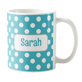 Personlig Turkvoise Polka Dot Mugg