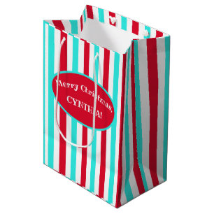 Personlig Turquoise Red and White Gift-flagga