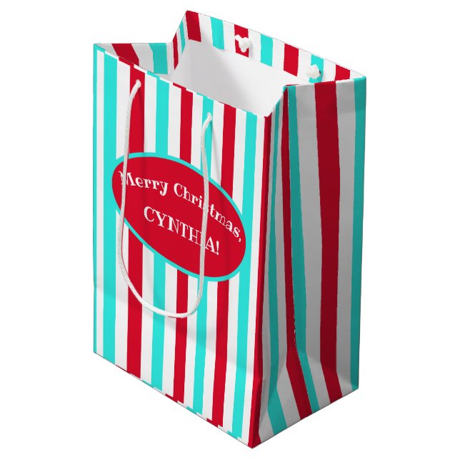 Personlig Turquoise Red and White Gift-flagga (Framsidan Vinklad)