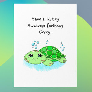 Personlig Turtle Grattis på födelsedagen Färgsid Kort