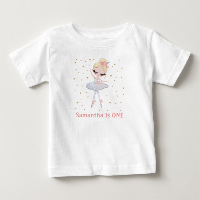 Personlig Tutu Ballerina First eller någon födelse T Shirt (Framsida)