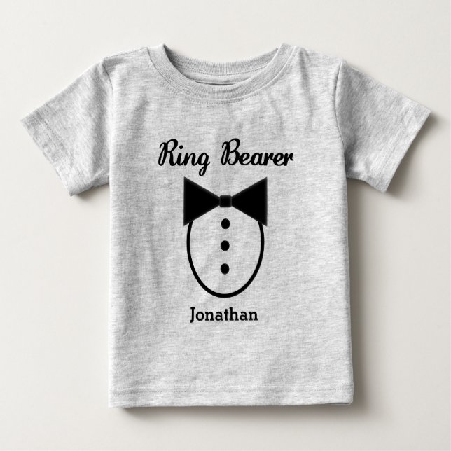 Personlig Tux Ring Bearer T Shirt (Framsida)