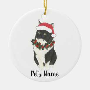 Personlig Tuxedo Ragamuffin Cat Julgransprydnad Keramik