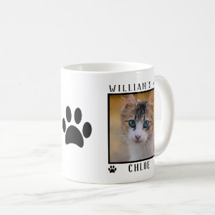 Personlig två bilder namn tassavtryck katt foto kaffemugg