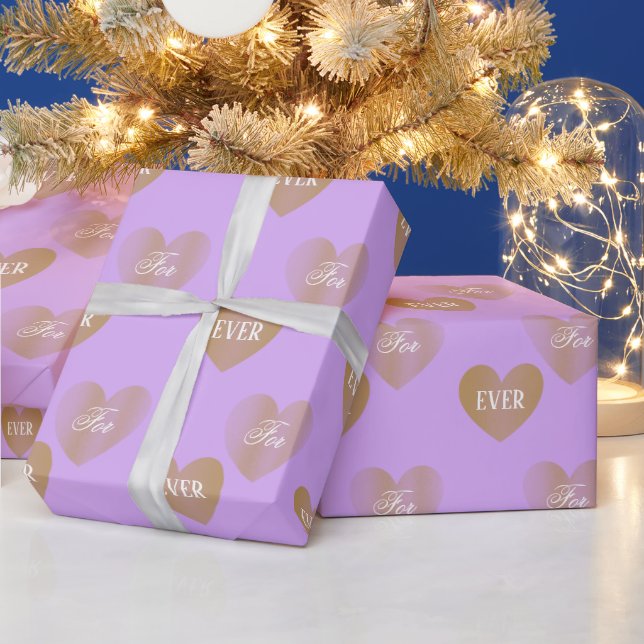 Personlig två gånger Golden Hearts, Blek Violet Presentpapper (Helgdagar)
