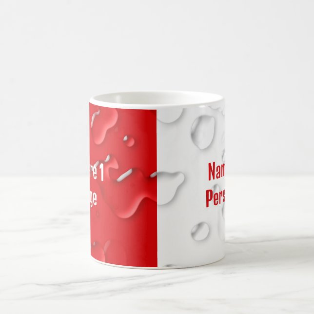 Personlig Två rödvita droppar i Roligten Namn Vatt Kaffemugg (Center)
