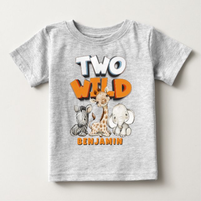 Personlig Två Vilder Tecknader Safari Andra födels T Shirt (Framsida)