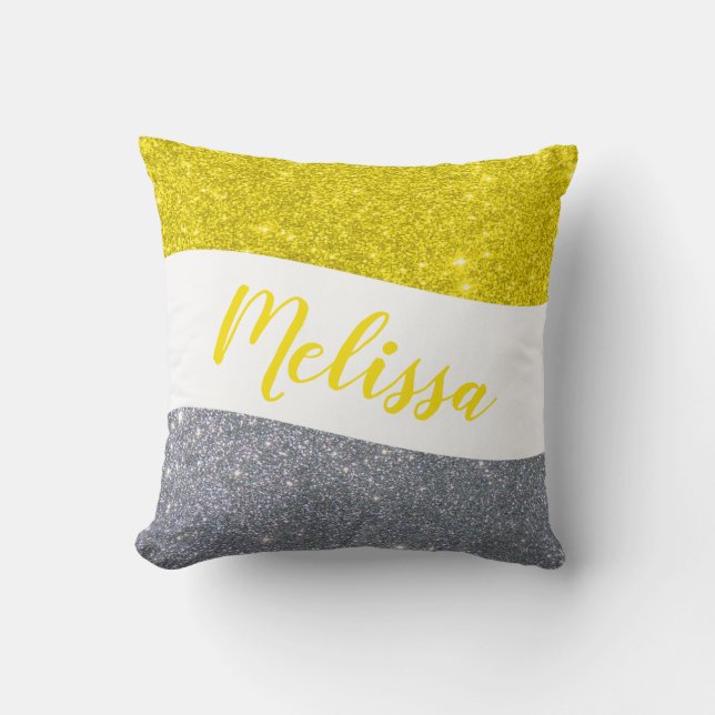 Personlig tvåtonsglitter kudde (Framsida)