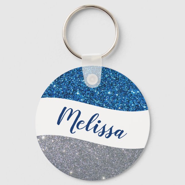 Personlig tvåtonsglitter nyckelring (Framsida)