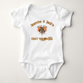 Personlig tvillingarnas första Halloween baby body T Shirt