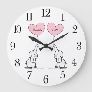 Personlig Twillingar Baby Elephants Nursery  Stor Klocka