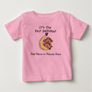 Personlig Twin Girls Monkey Tshirt Tee