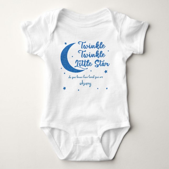 Personlig Twinkle Little star glitter T Shirt (Framsida)