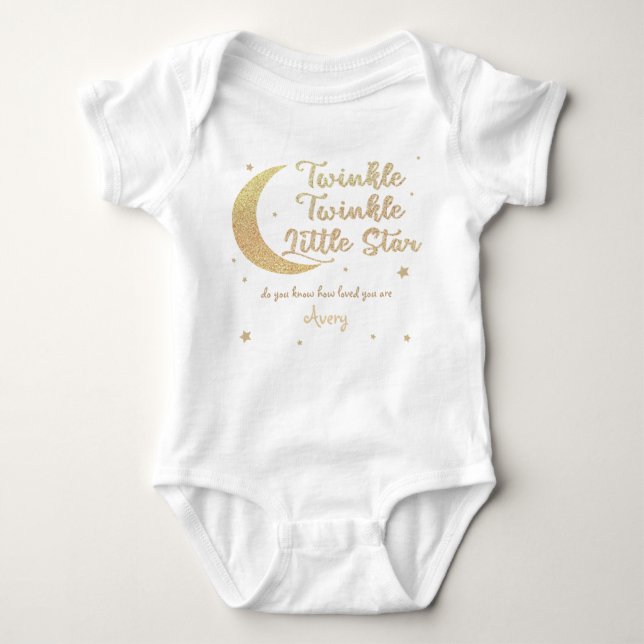Personlig Twinkle Little star glitter T Shirt (Framsida)