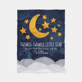 Personlig Twinkle Little Star Måne & Stars Fleecefilt